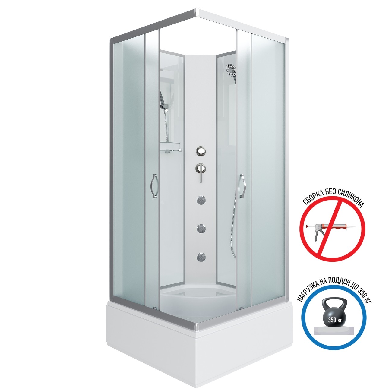Душевая кабина Niagara Classic NG-1108-14BKG (90х90х200) средний поддон(26см),стекло матовое,4 места с полкой 