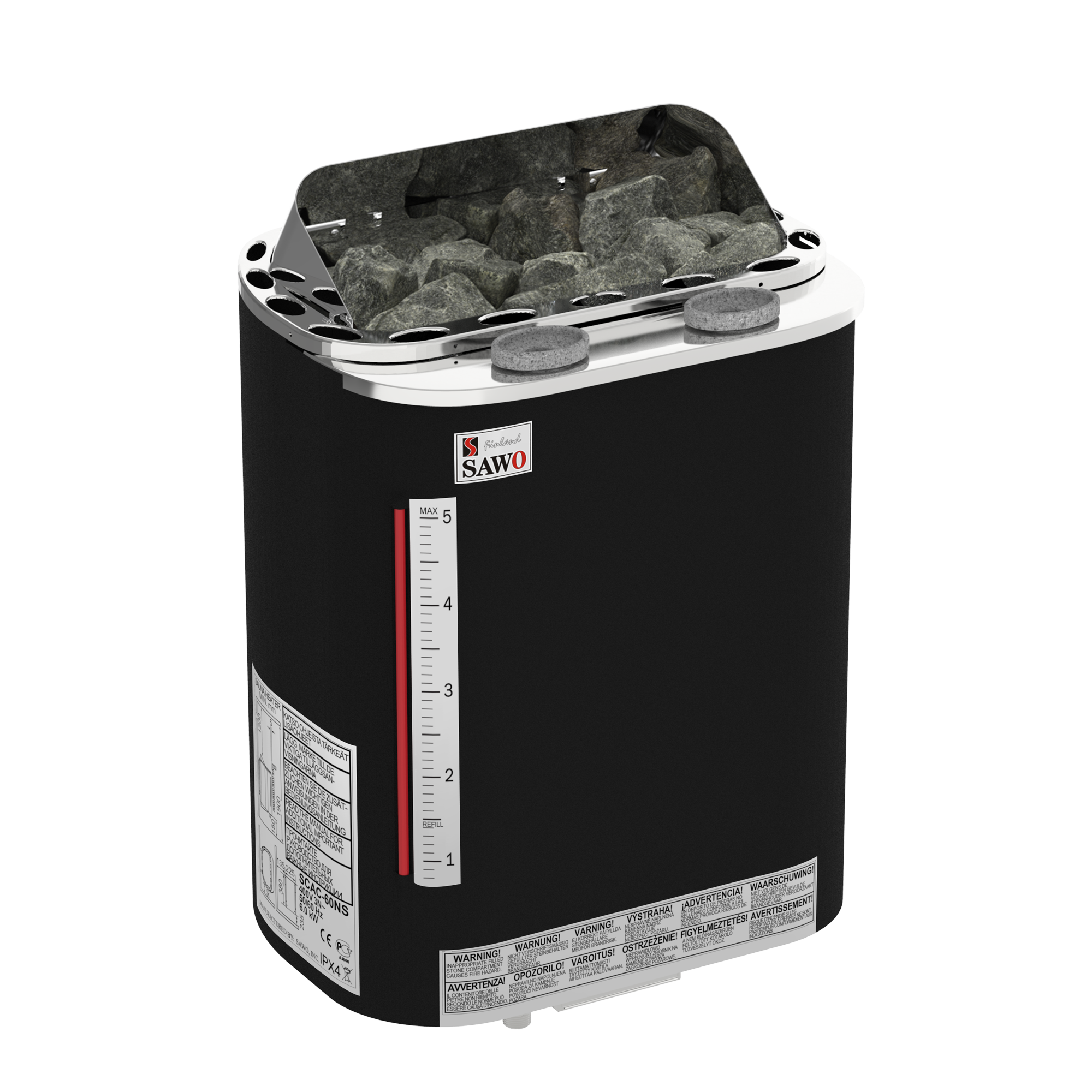 SAWO Электрическая печь SCANDIA SCAC-80NS-Р-F, с парогенератором, внутри из нержавейки, снаружи защитное покрытие , выносной пульт (пульт и блок мощности докупаются отдельно) 