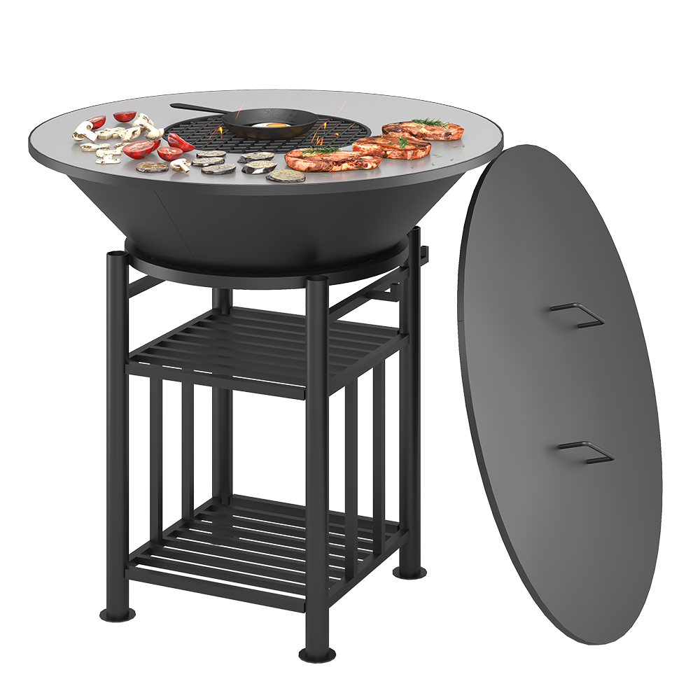 Fantastic Grill Везувий Ø 1000 (чаша+подставка+плита+решетка чугунная"СТЕЙК" Ø 450мм+крышка) 
