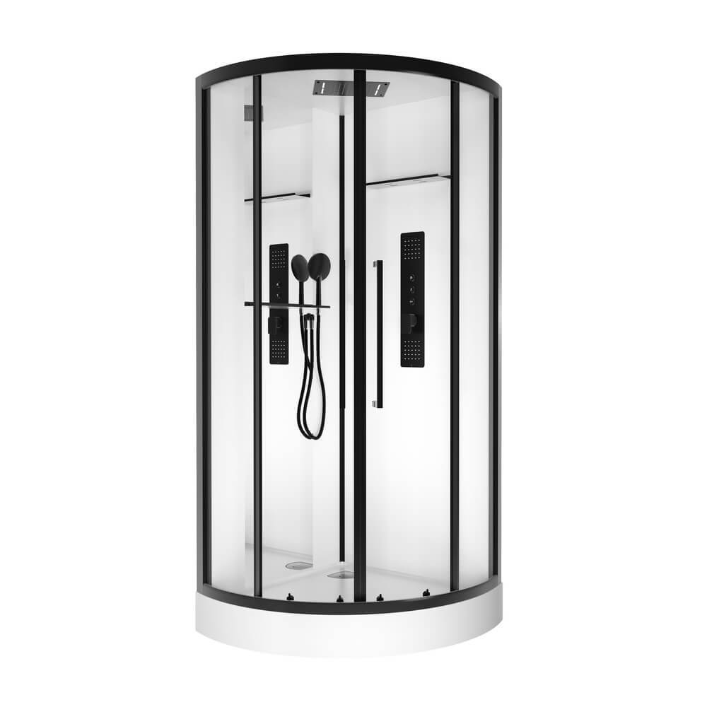 Душевая кабина Black&White Galaxy G8021, 90 x 90 см, с гидромассажем, стекла прозрачные, профиль черный матовый, 8021000 