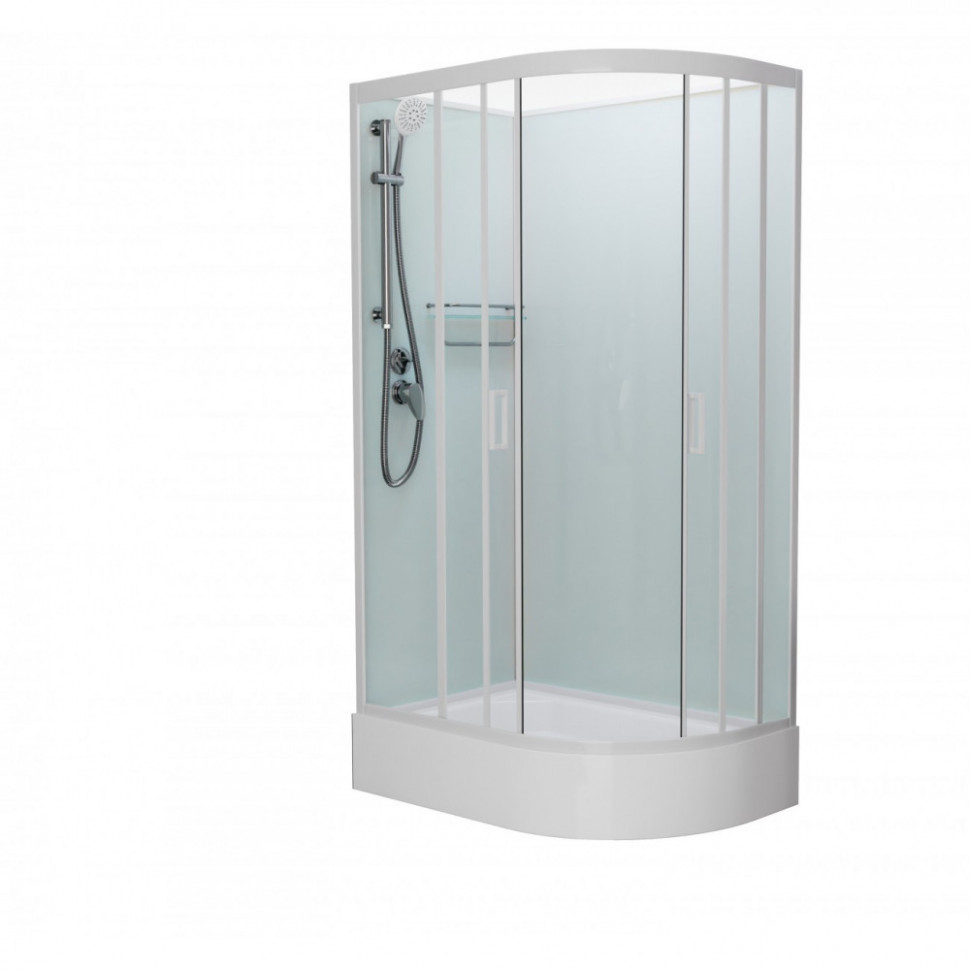 Душевая кабина Frank F412/1L/R White, 120 x 80 см, без крыши, средний поддон, стекла прозрачные, профиль белый, 128009/130009 