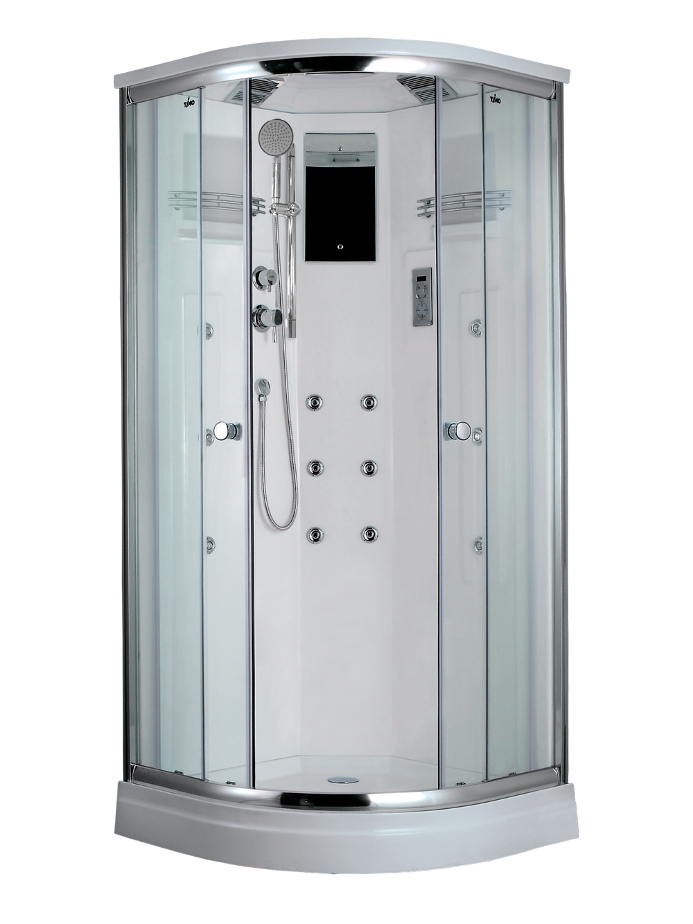 Душевая кабина Timo Lux T-7709(NEW), 90 x 90 см, c крышей, с гидромассажем, низкий поддон, стекла прозрачные, профиль хром 