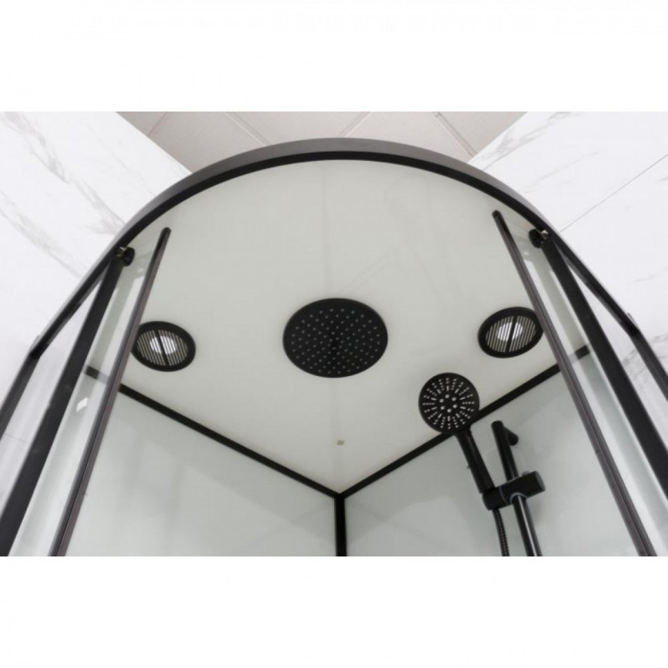 Душевая кабина Frank F400/2 Black 100 х 100 см, высокий поддон, стекла прозрачные, профиль черный, 149009 