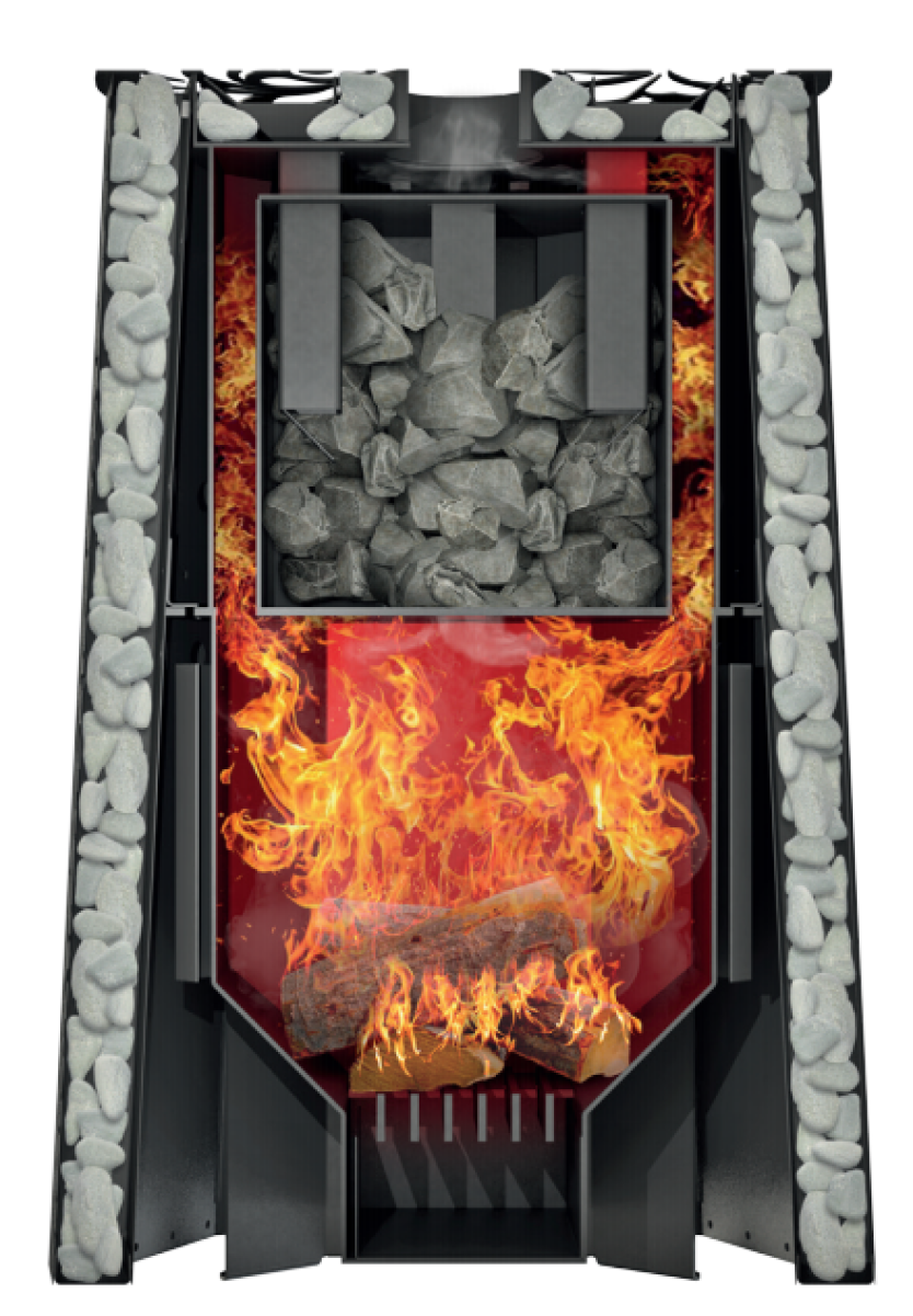 Дровяная печь для бани Grill’D Violet Romb Short Window Max Pro (Камень колотый, 100 кг) 