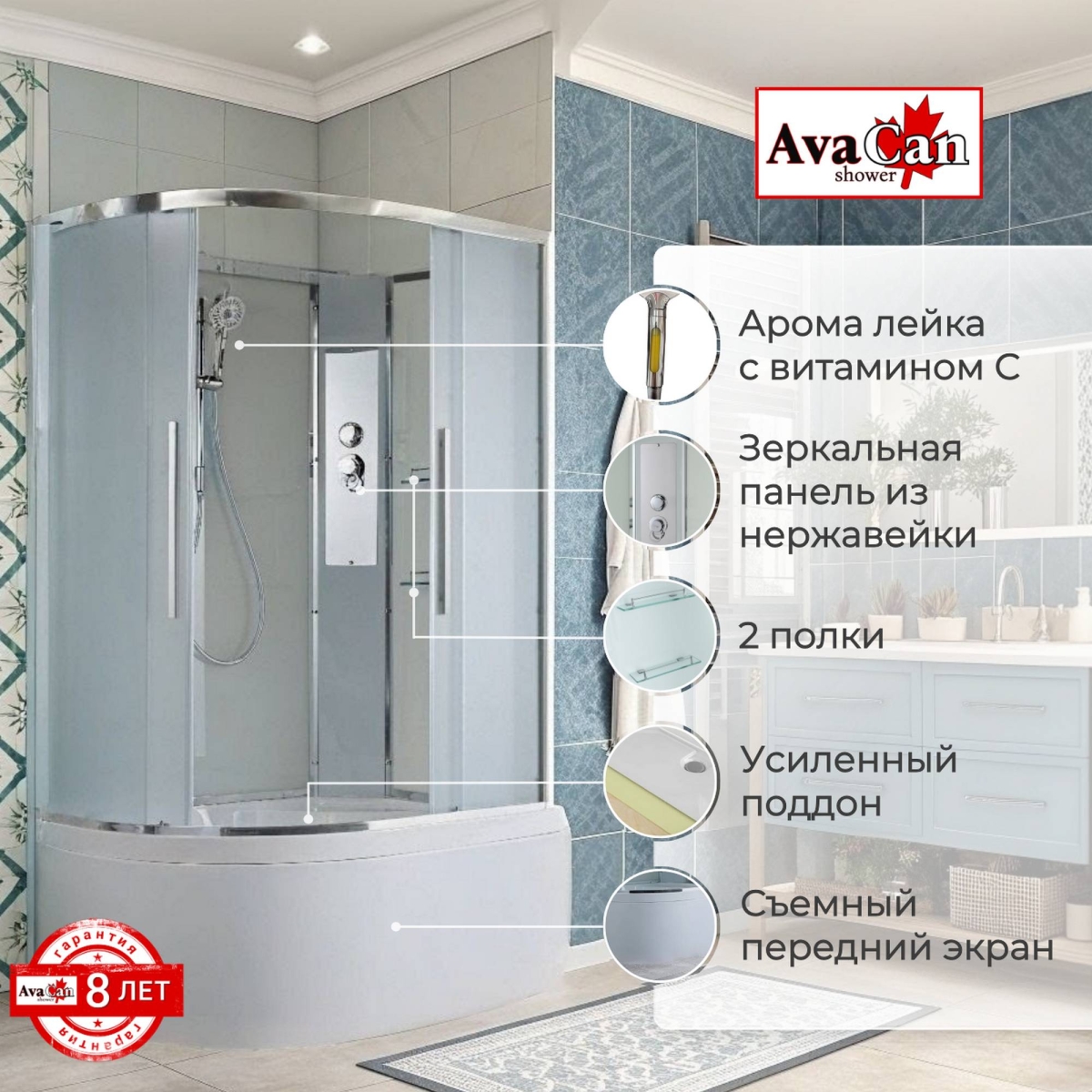 Душевая кабина EM5812RN без крыши 