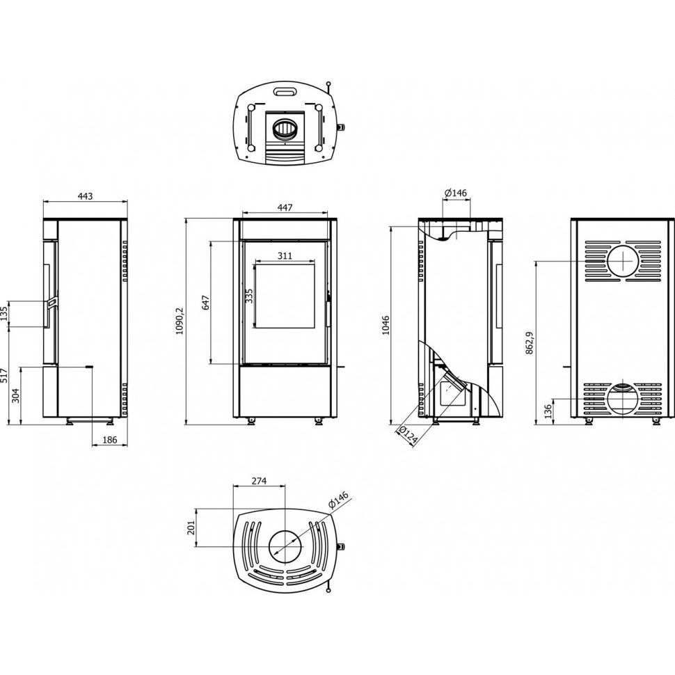 Печь камин DEFRO HOME CERES 6кВт коричневая сталь 