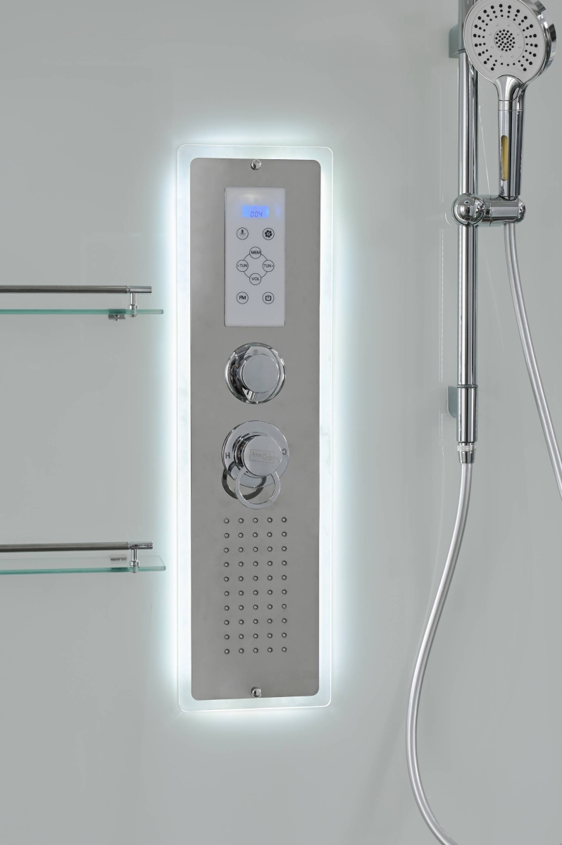 Душевая кабина AvaCan V2090LED 78243, 90 x 90 см, с LED подсветкой, с крышей, поддон низкий, стекло прозрачное, профиль хром 