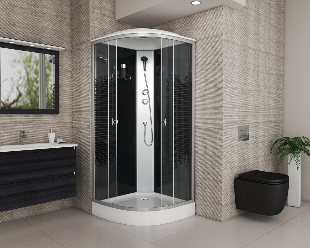 Душевая кабина Niagara Eco NG-4501-14 (90х90х215) низкий поддон(13см),стекло мозаика,3 места 