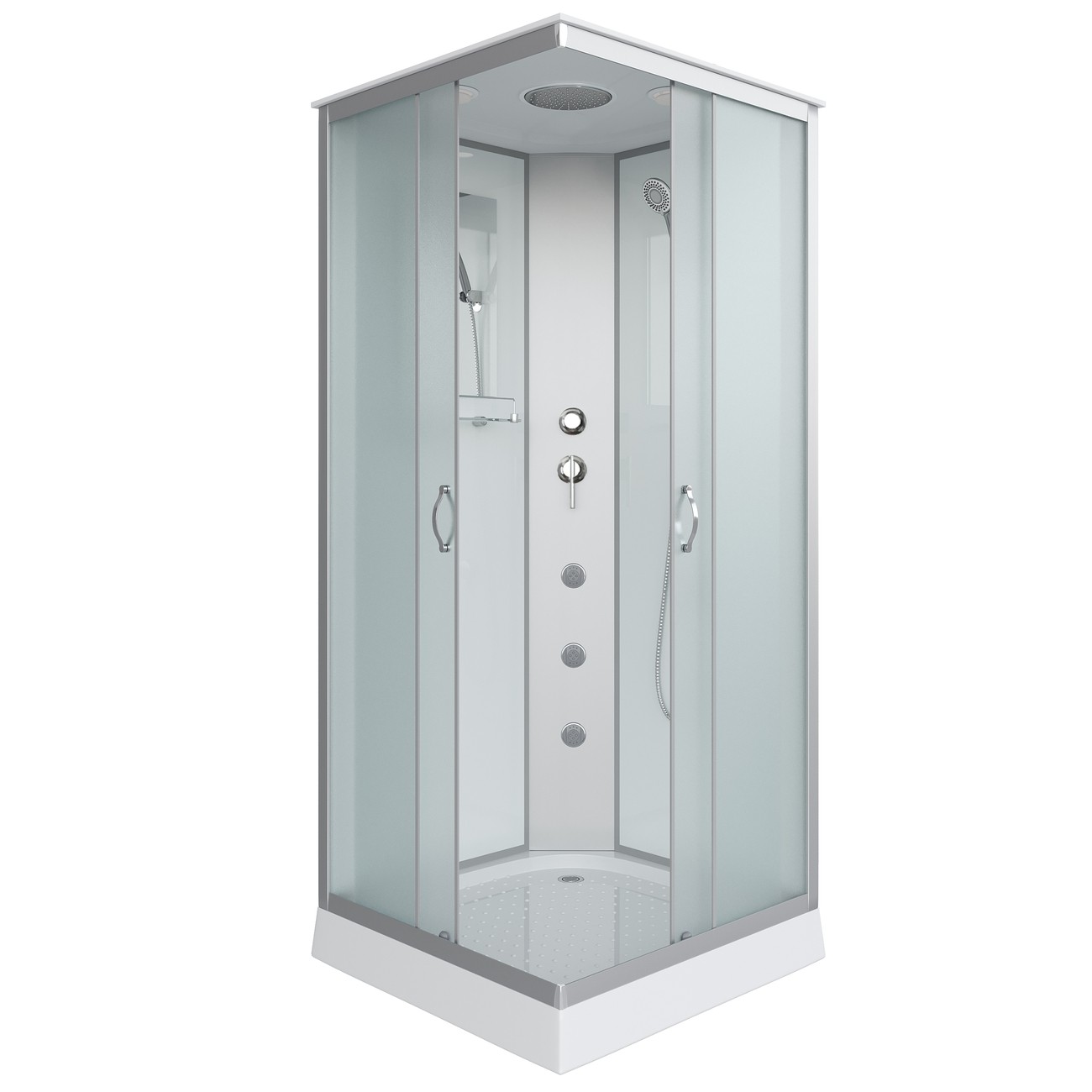 Душевая кабина Niagara Classic NG-1101-14G (90х90х215) низкий поддон(13см),стекло матовое,3 места с полкой 