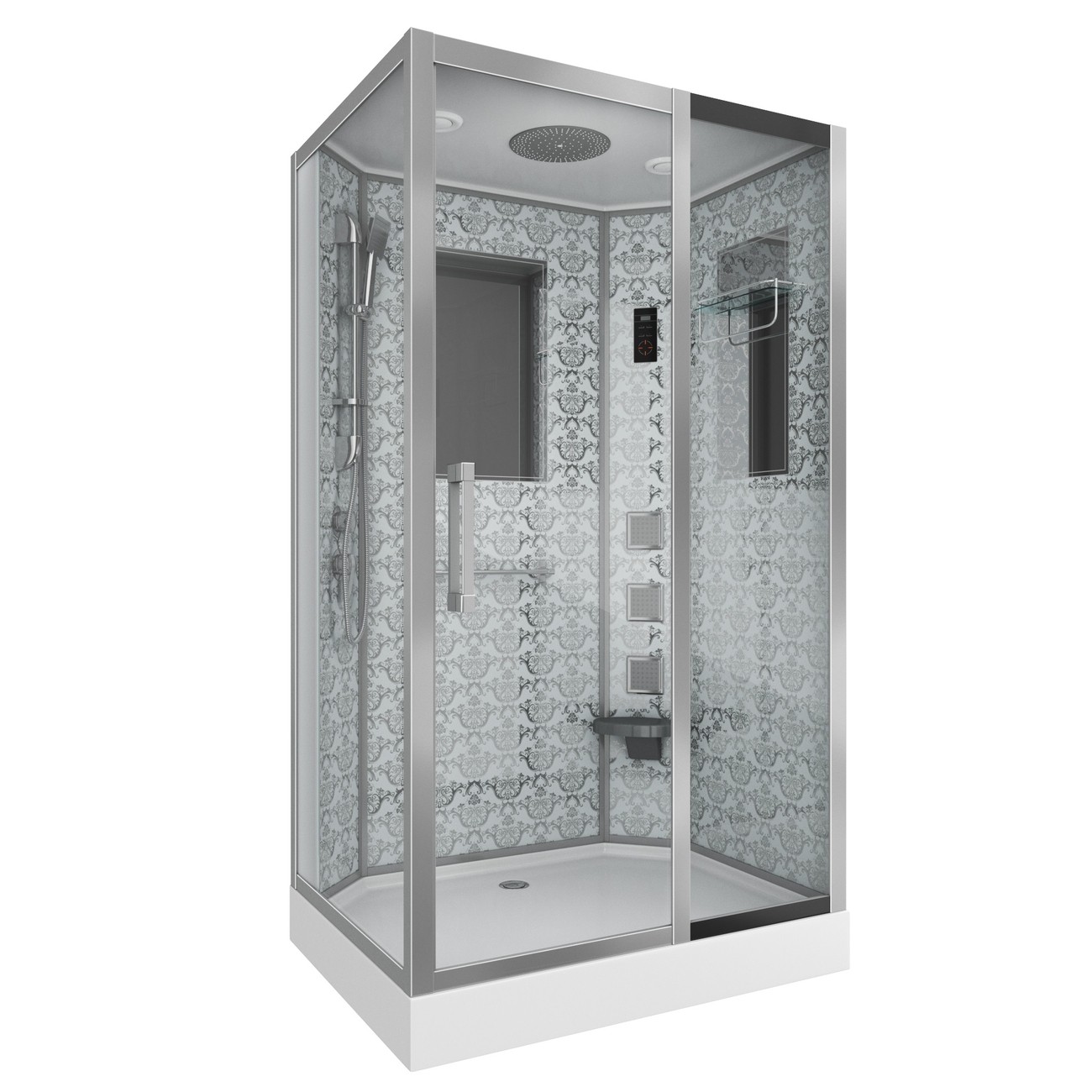 Душевая кабина Niagara 7711WR, 120 x 90 см с гидромассажем, стенки белые, правая 