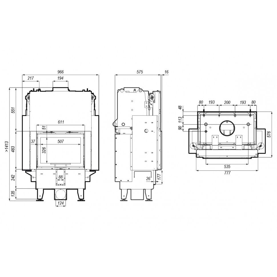 Каминная топка DEFRO HOME RIVA SM G SHORT 16 кВт 777/483мм с водяным контуром гильотина 