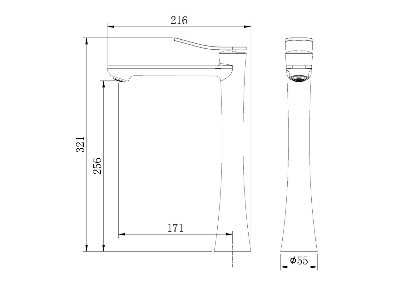 Смеситель для раковины высокий Grossman Advans 520.K35.09.420 графит сатиновый,1 место 
