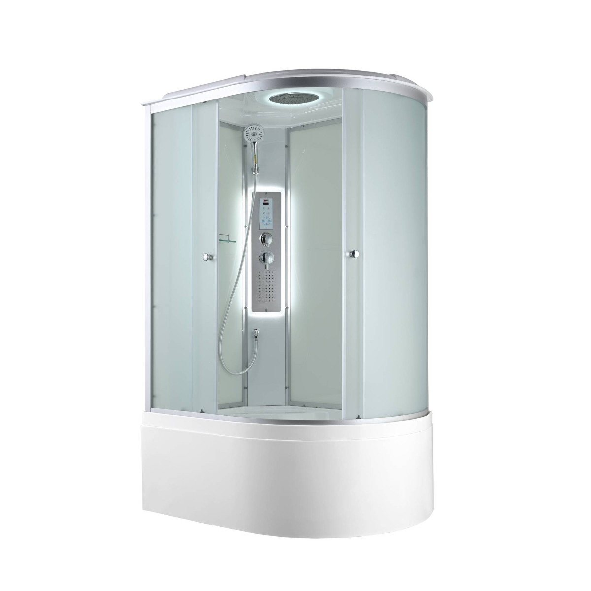 Душевая кабина AvaCan C5012LLED/C5012RLED 78336/78333, 120 x 80 см, LED подсветка, с крышей, поддон высокий, левая/правая, стекло матовое, профиль хром 