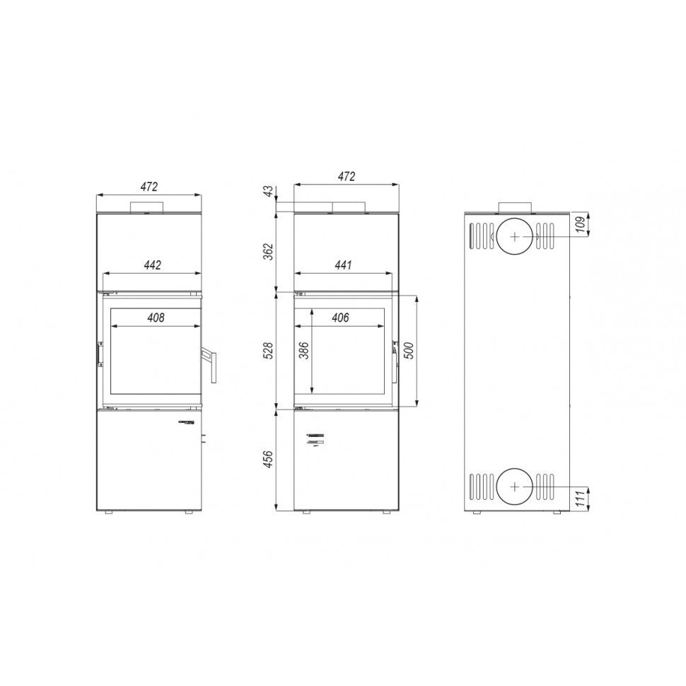 Печь камин DEFRO HOME QUADROOM 9,6 кВт коричневая сталь 