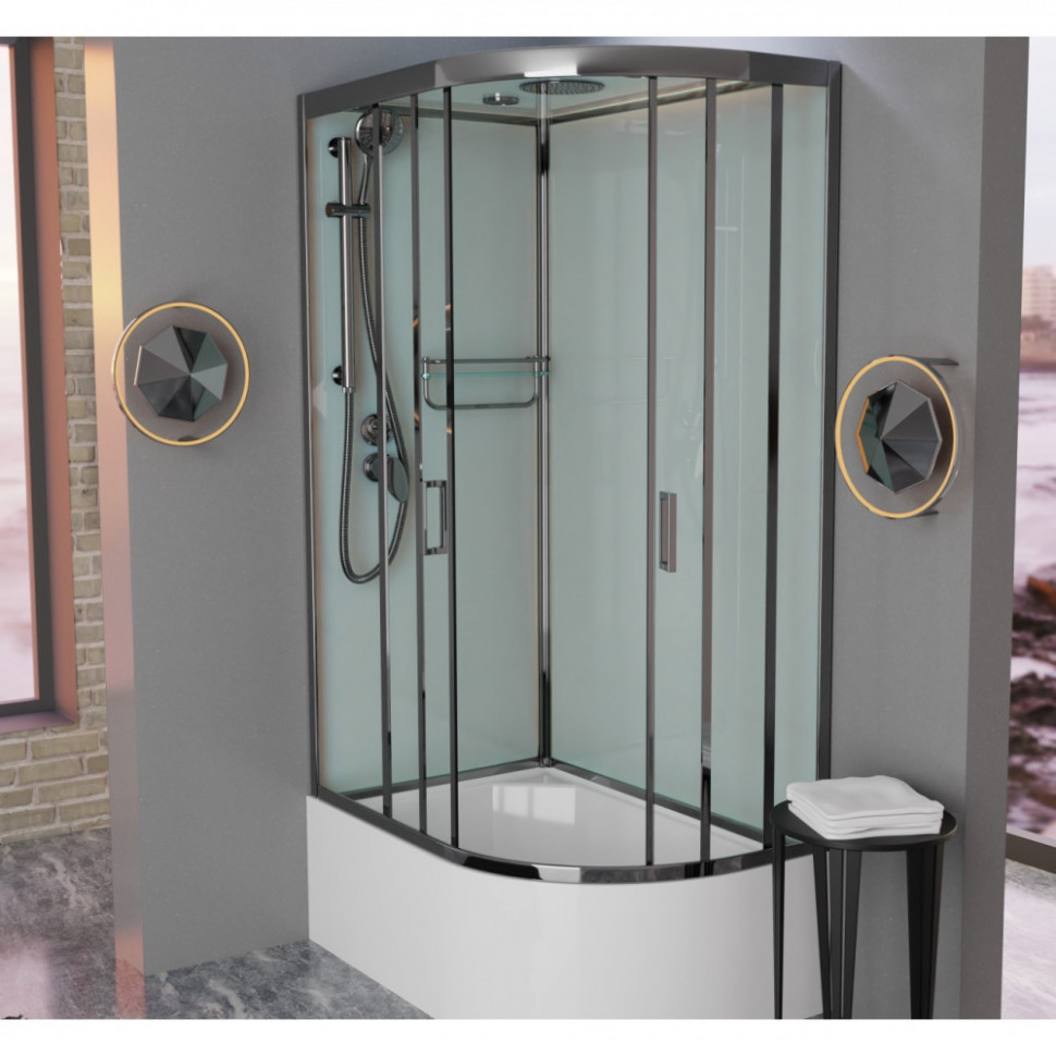Душевая кабина Frank F412/2L/R Brilliant, 120 x 80 см, высокий поддон, стекла прозрачные, профиль хром, 187009/189009 