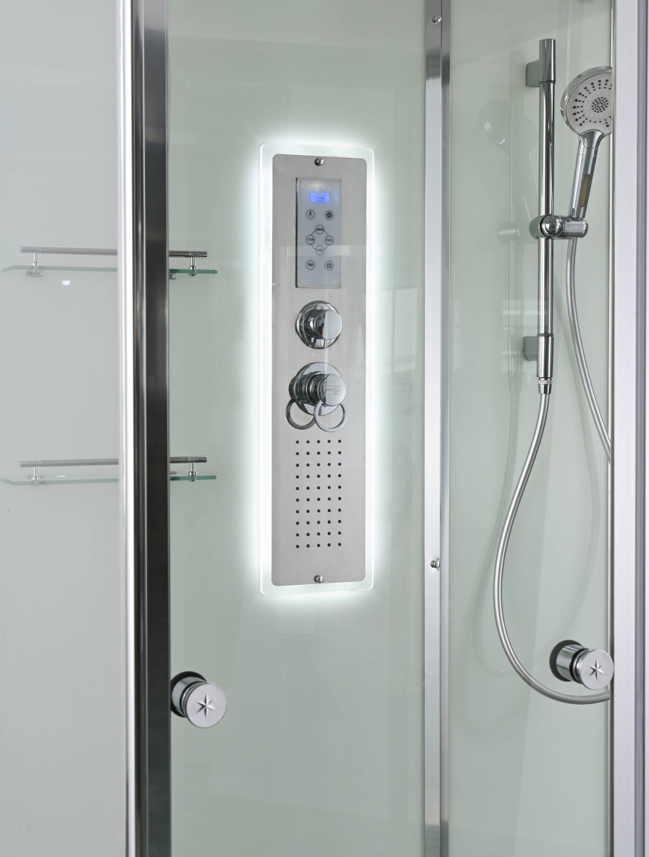 Душевая кабина AvaCan V2810LED 78289, 100 x 80 см, с LED подсветкой, с крышей, поддон низкий, стекло прозрачное, профиль хром 