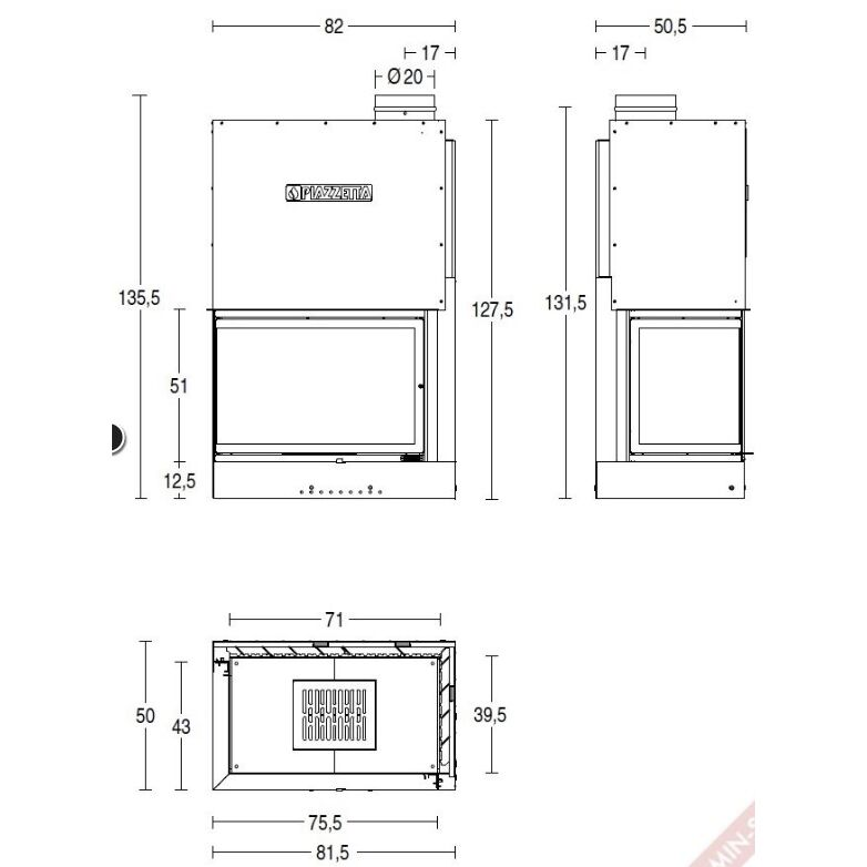 Каминная топка Piazzetta MA 285 SL DX 