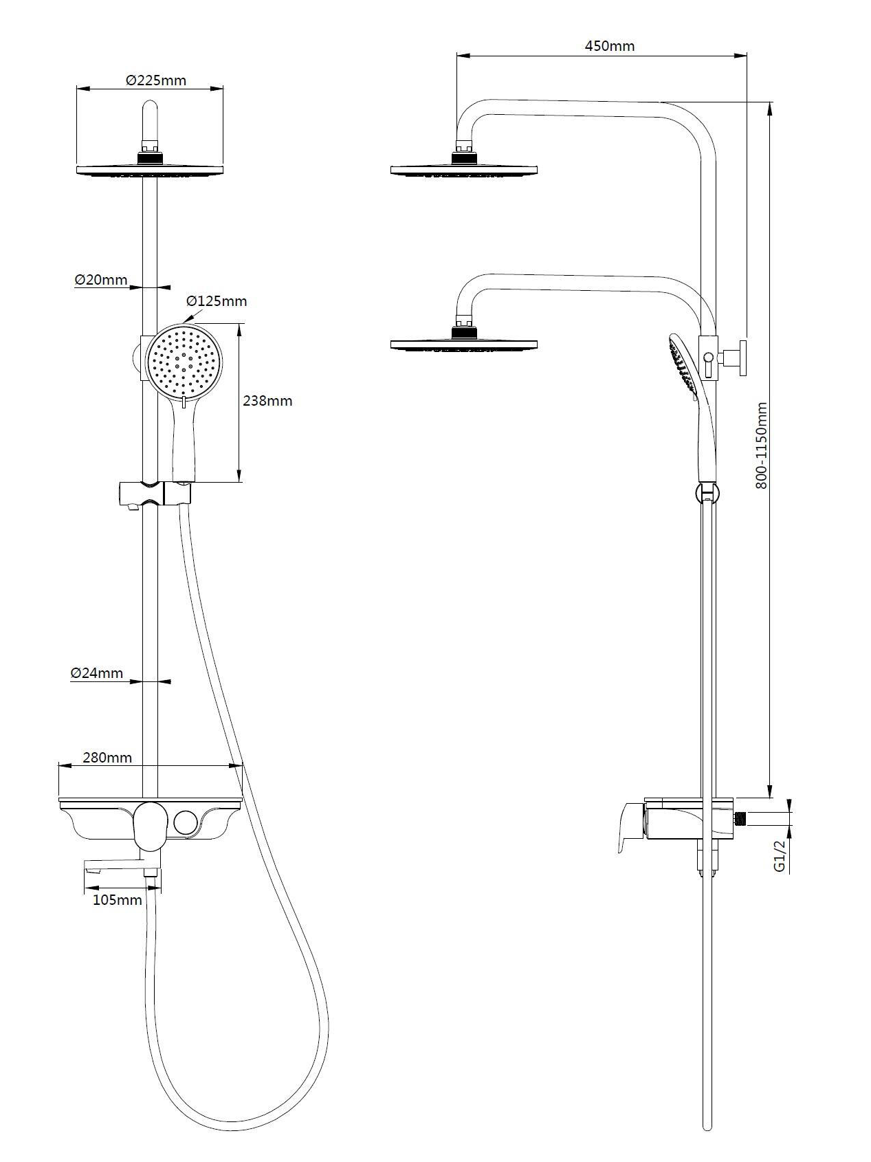 WW DP 1020 WT Душевая система. Белая. 