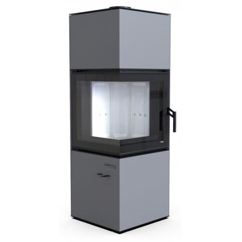 Печь камин DEFRO HOME QUADROOM 9,6 кВт серая сталь 