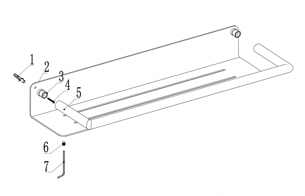 Полка Abber Osten 316 AA1863BG, 50 см, золото брашированное 