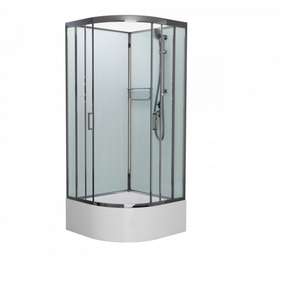 Душевая кабина Frank F400/2 Brilliant без крыши, 100 х 100 см, высокий поддон, стекла прозрачные, профиль хром, 186009 