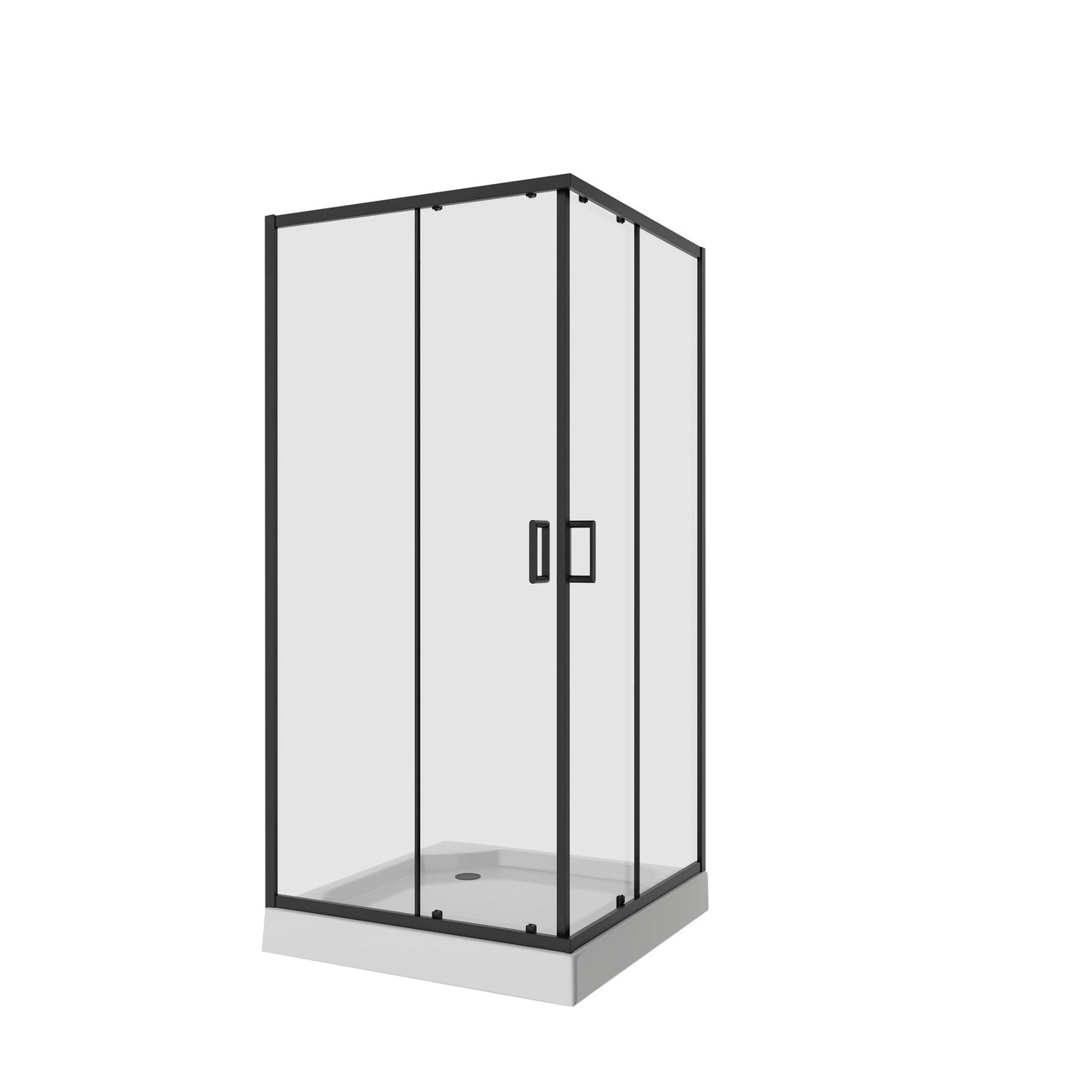 Душевое ограждение Niagara Nova NG-6809-08ВLACK (100х100х195) квадрат,черный,двери раздвижные,стекло прозрачное,1 место 