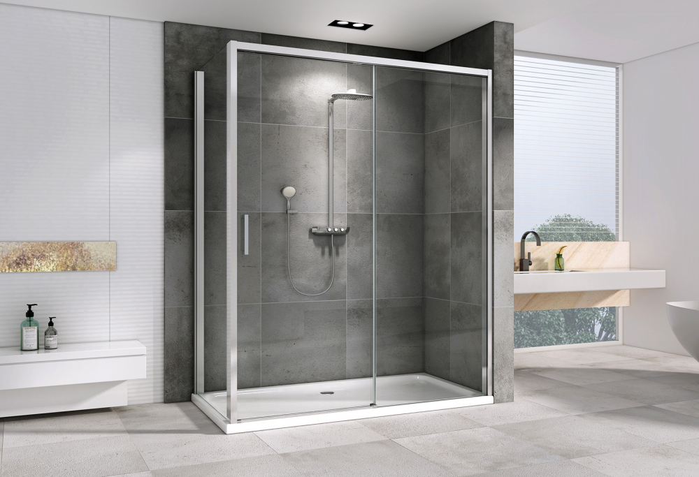Душевой уголок Abber Komfort AG93160-S102, 160 х 100 см, стекло прозрачное, профиль хром 
