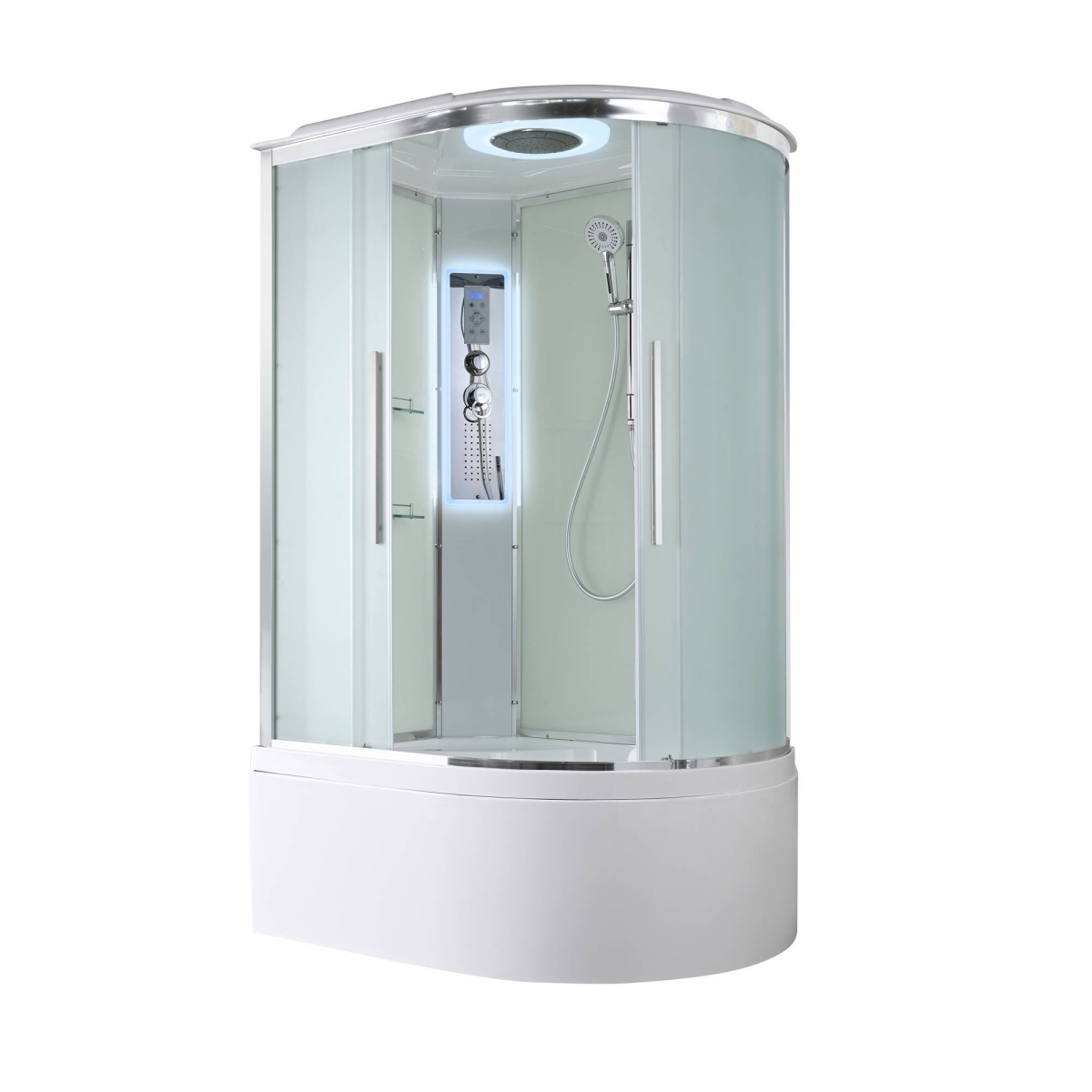 Душевая кабина AvaCan EM5812LLED/EM5812RLED 78198/78192, 120 x 80 см, с LED подсветкой, с крышей, поддон высокий, левая/правая, стекло матовое, профиль хром 