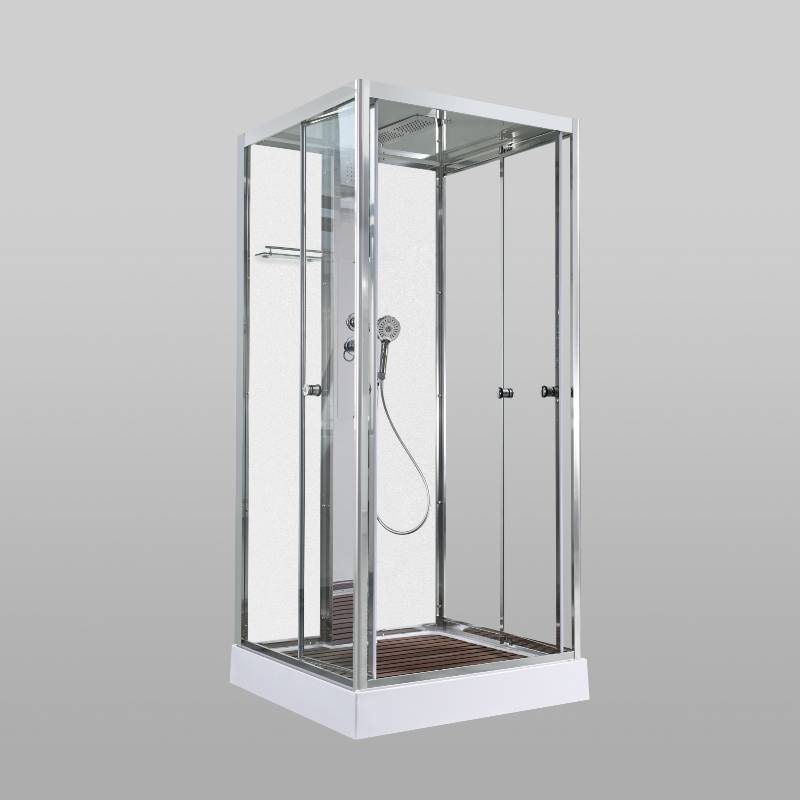 Душевая кабина AvaCan Z1910MT, 78290, 100 x 100 см, крыша и задние стенки белый матовый, поддон низкий, стекло прозрачное, профиль хром 