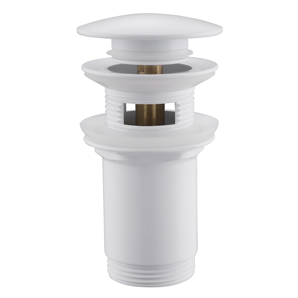 Донный клапан Abber AF0010W с переливом, клик-клак, белый 