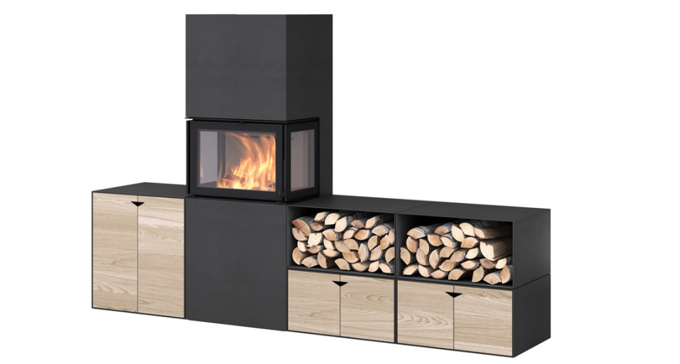 Печь-камин Nordpeis Box Black + топка N-20U 