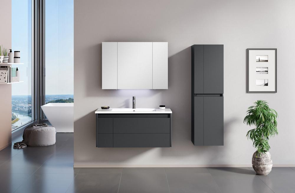 Зеркальный шкаф Orka Likya 3001088, 80 см, с подсветкой, цвет антрацит матовый 