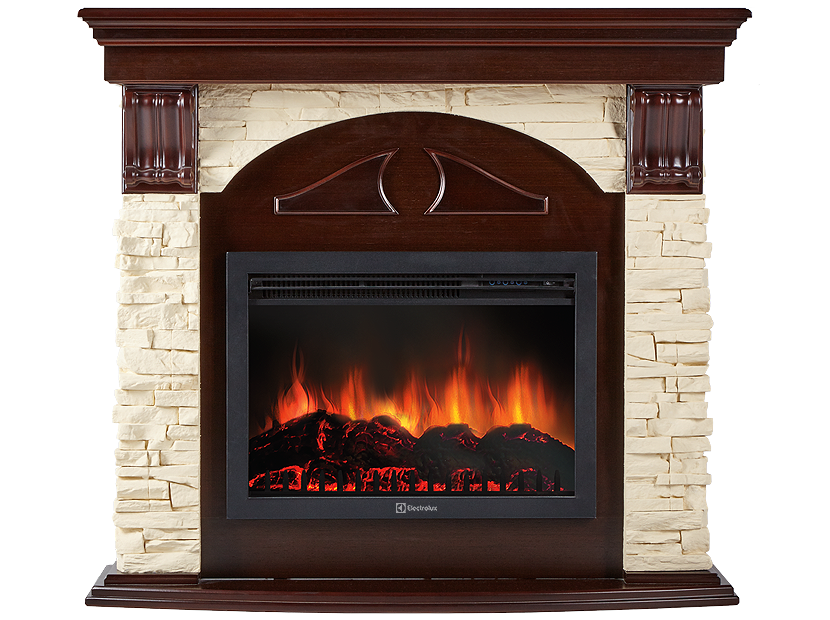 Портал Firelight Torre 30S камень слоновая кость, шпон темный дуб 