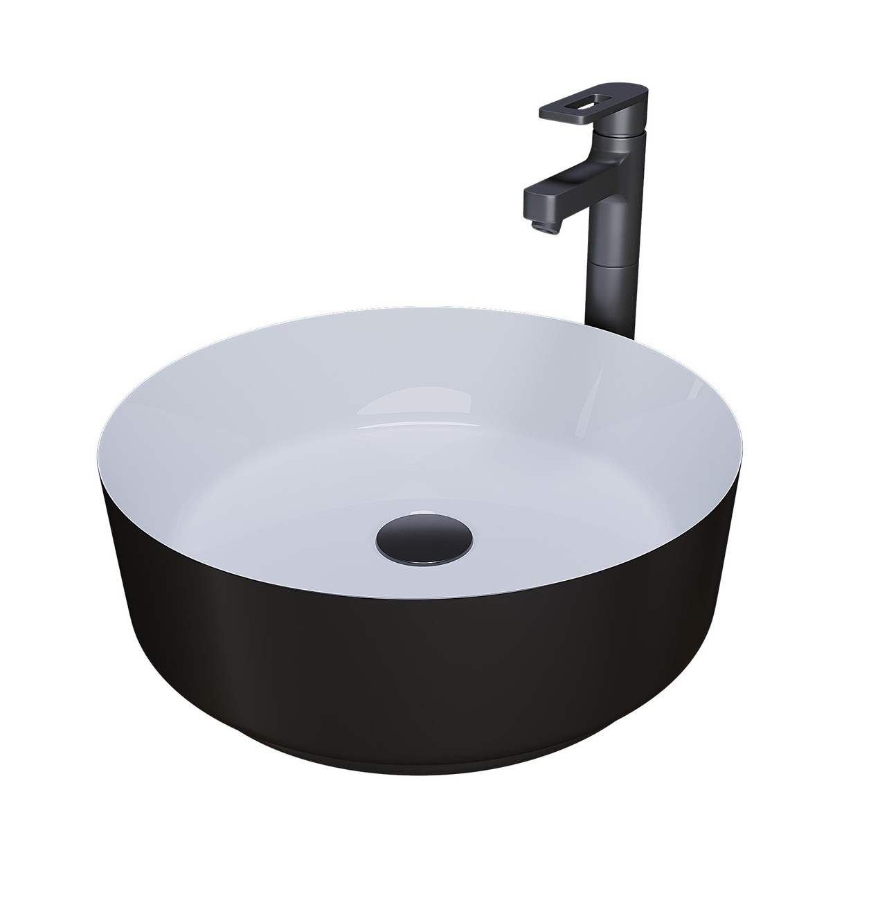 Раковина Grossman GR-4040BW (360х360х115) черная,белая внутри,1 место 