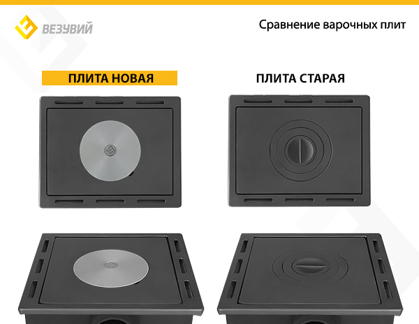 Печь-Камин ВЕЗУВИЙ ПК-01 (205) с плитой беж. 12 кВт (200 м3) Ø 150 мм 