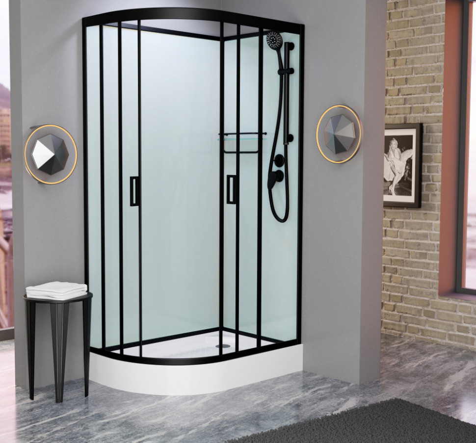 Душевая кабина Frank F412R Black без крыши 120x80 см, 214015 