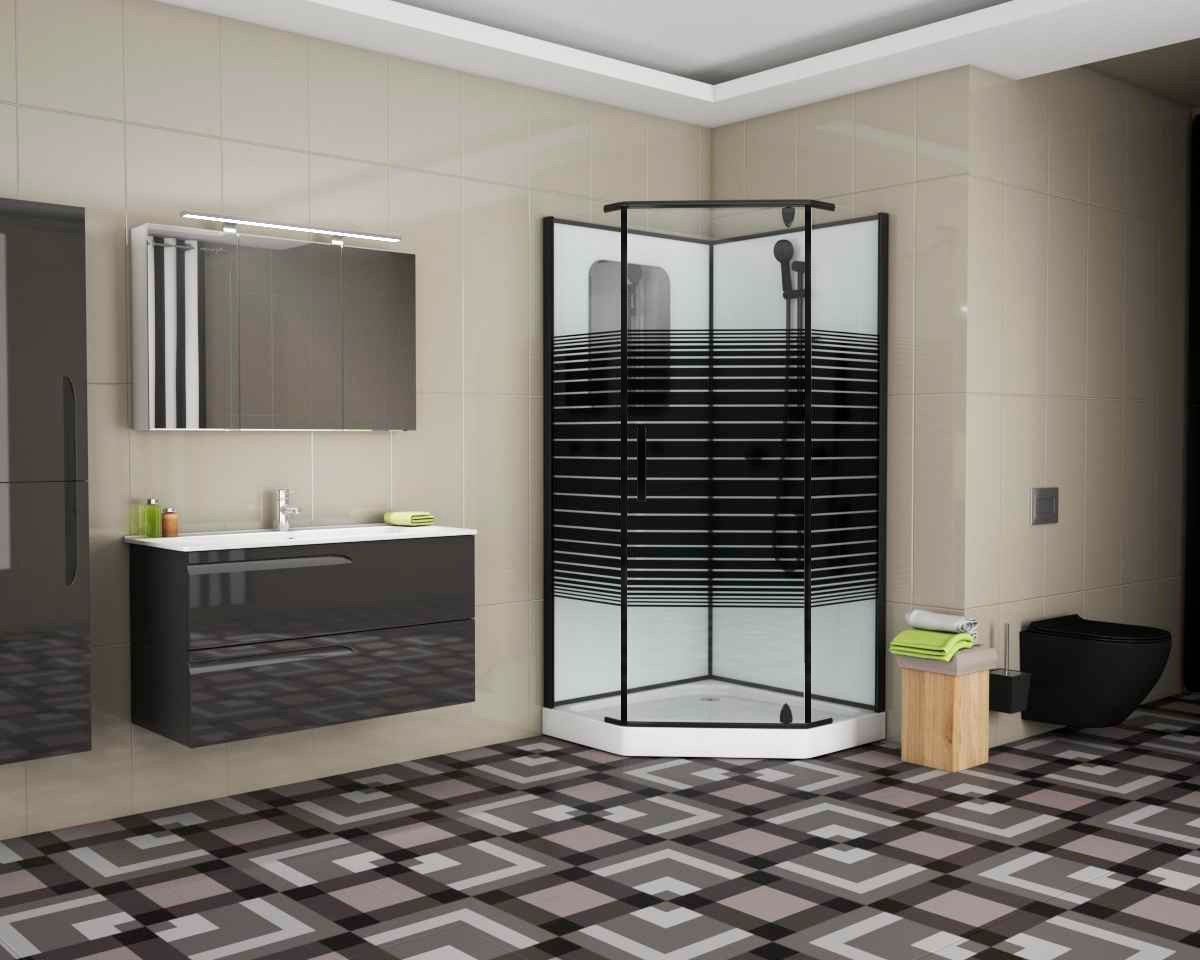 Душевая кабина Grossman 90 x 90 см, пятиугольная, черный, GR271D 