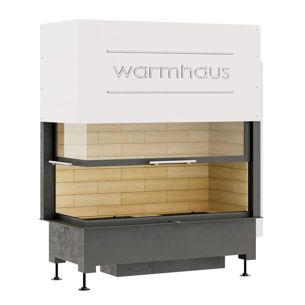 Каминная топка KANT L 100/57h (Warmhaus) с угловым стеклом левая, футеровка шамот 