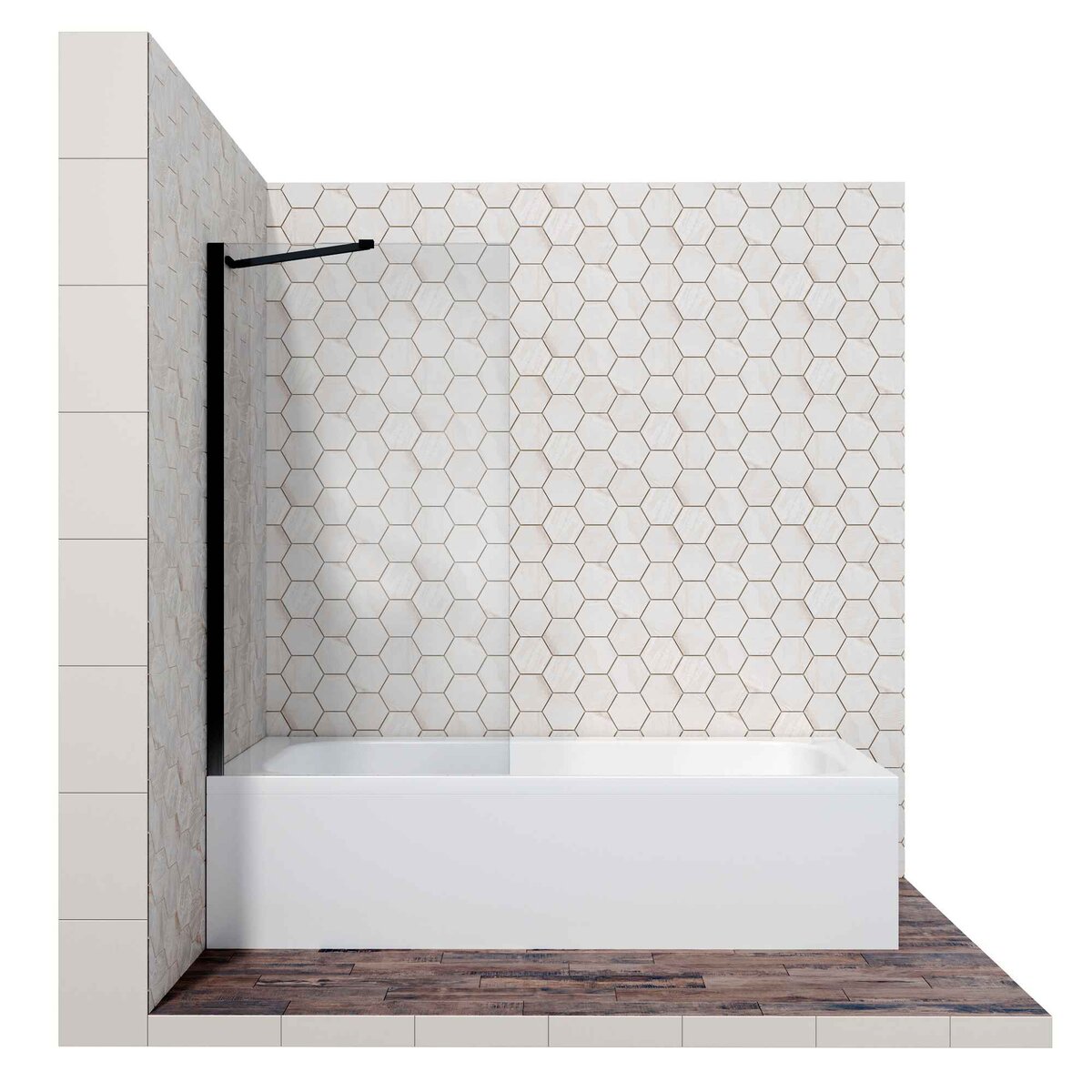 Шторка для ванны Ambassador Bath Screens 16041207 (80х140) черный,стекло прозрачное,неподвижное,1 место 