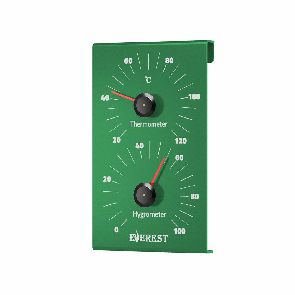 Термогигрометр EVEREST, алюминий GREEN (TG-28) 