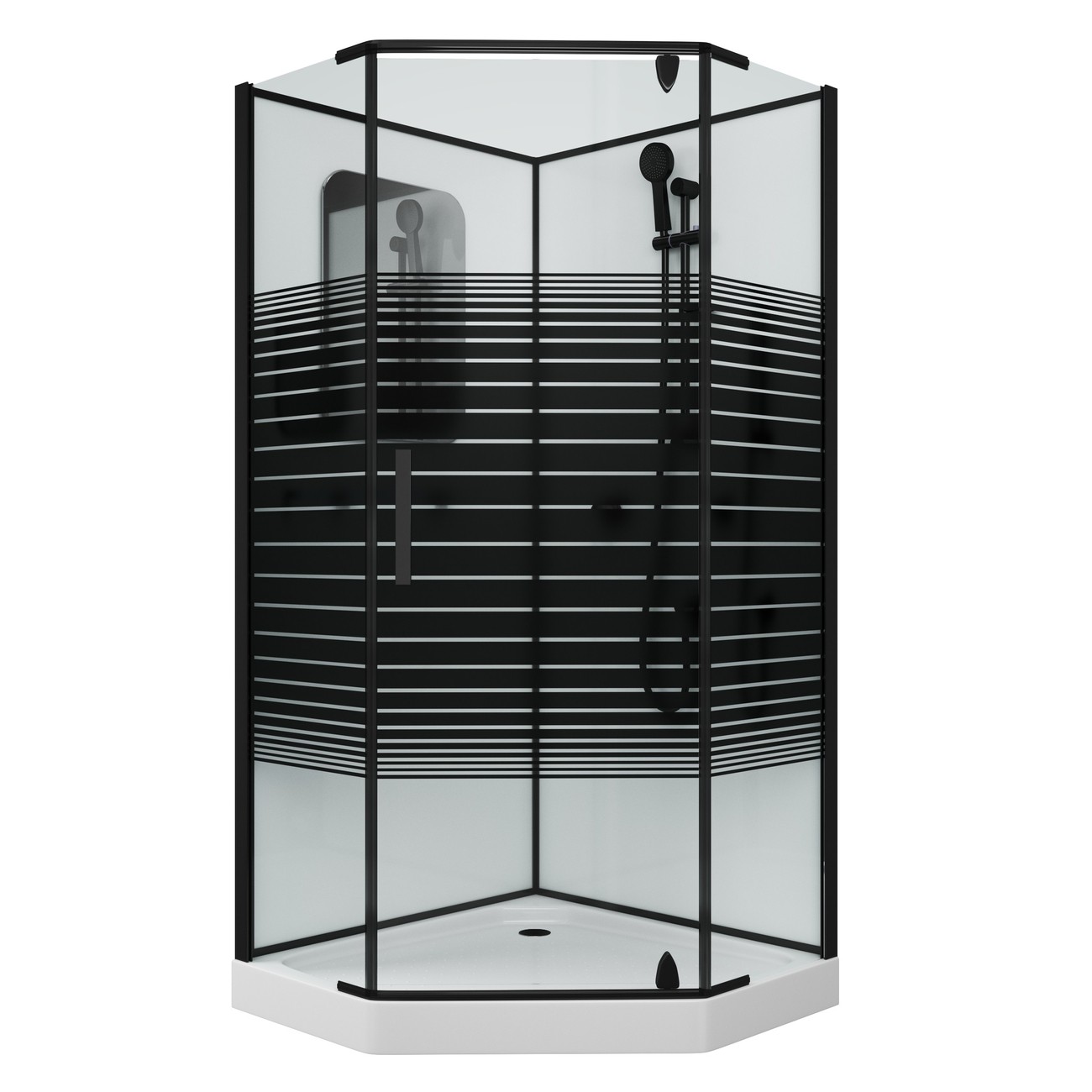 Душевая кабина Grossman 90 x 90 см, пятиугольная, черный, GR271D 