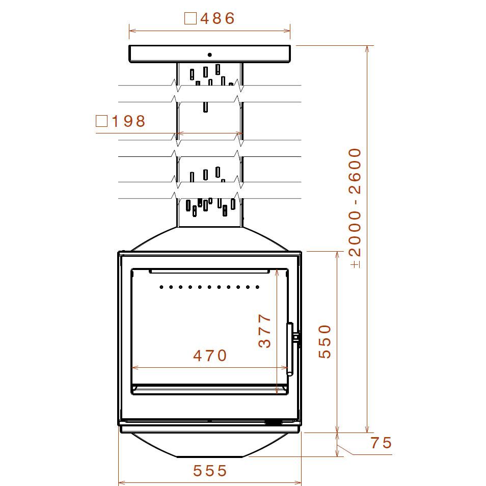 Камин LCI 5 SKY G4, труба 2 м (Liseo Castiron) 