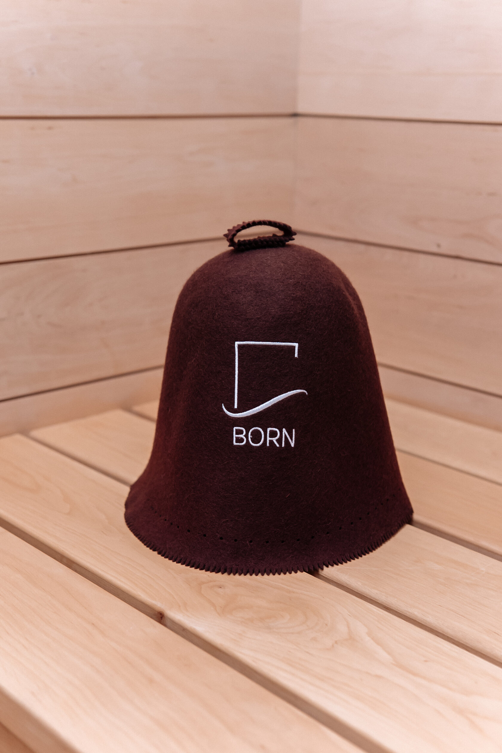 BORN, Шапка банная, колпак для сауны, фетр, коричневый 