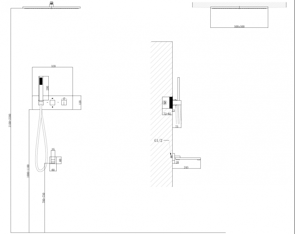 Душевая система Abber Daheim AF8254B, термостатическая, на 3 потребителя, цвет черный матовый 