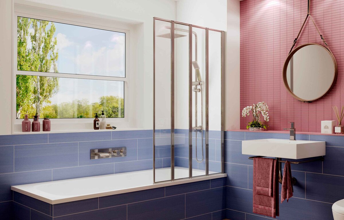Шторка для ванны Ambassador Bath Screens 16041111R (100х140) хром,стекло прозрачное,складная,1 место 