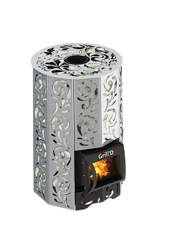 Дровяная печь для бани Grill’D Violet Steel Romb Short Pro (Камень колотый, 100 кг) 