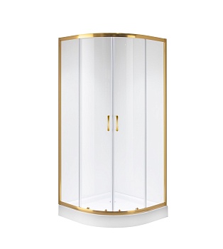 Душевое ограждение Niagara Nova NG-6407-08GOLD (100х100х195) четверть круга,золото,двери раздвижные,стекло прозрачное,1 место 