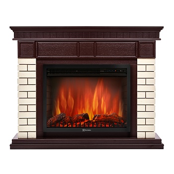 Каминокомплект:Очаг Electrolux EFP/P- 2520LS, портал Bricks 25 камень бежевый, шпон темный дуб 