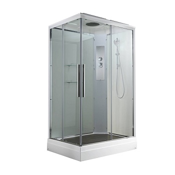 Душевая кабина Avacan K2810 78280, 100 х 80 см, с крышей, поддон низкий, стекло прозрачное, профиль хром 