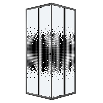Душевое ограждение Niagara Eco NG-1008-14QBLACK (80х80х190) квадрат,раздвижное,черный,стекло мозаика,1 место 